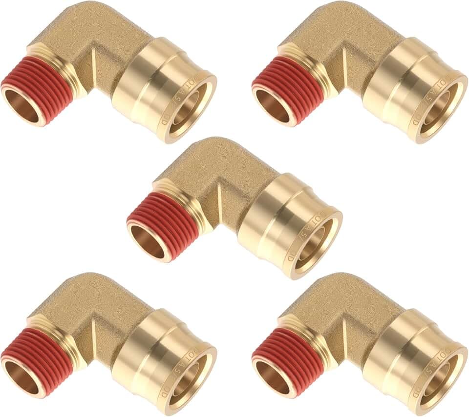 5PCS Brass DOT Air Line Fitting 5/8"Tube x3/8"NPT 90 Degree Elbow