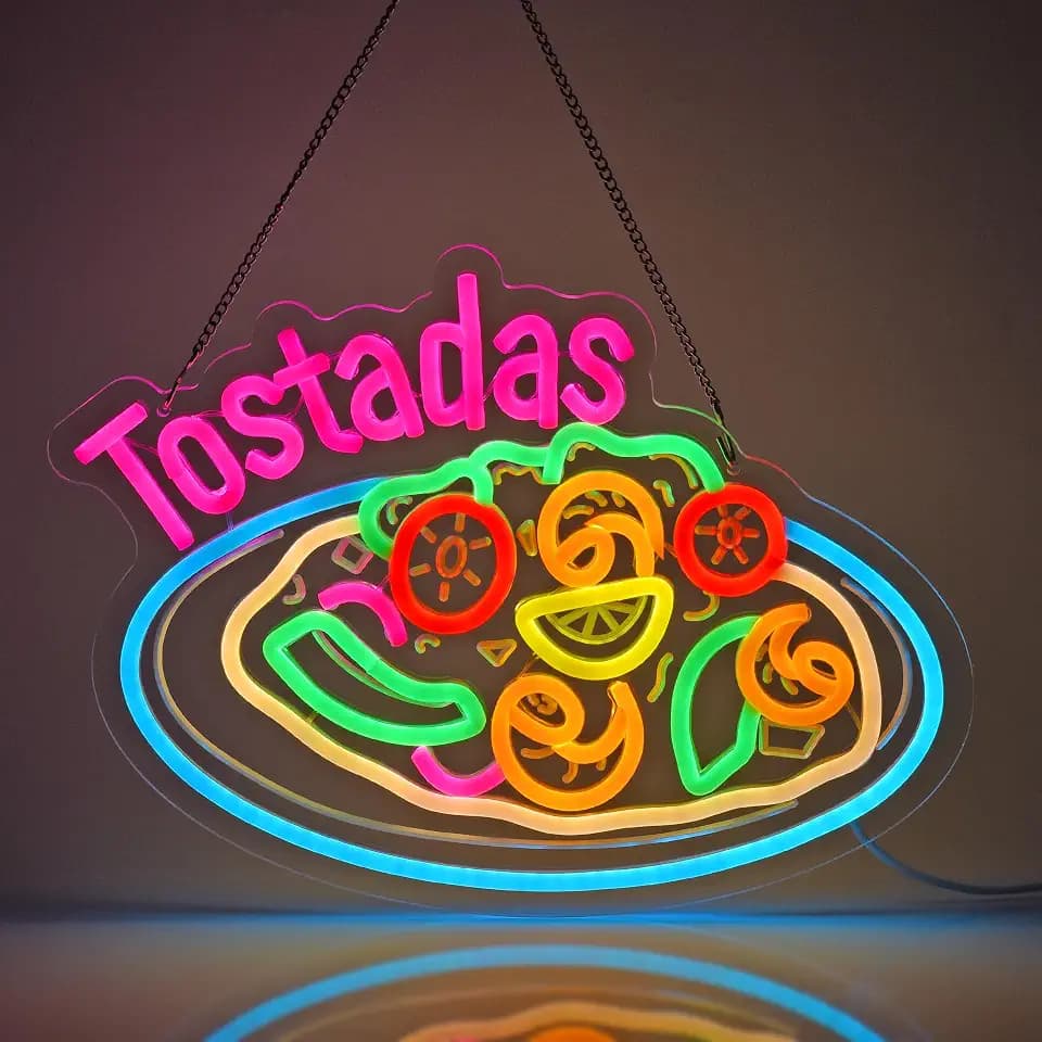 CNBEYOUNG Tostadas Neon Sign,Mexican Restaurant Wall Decor LED Light Sign