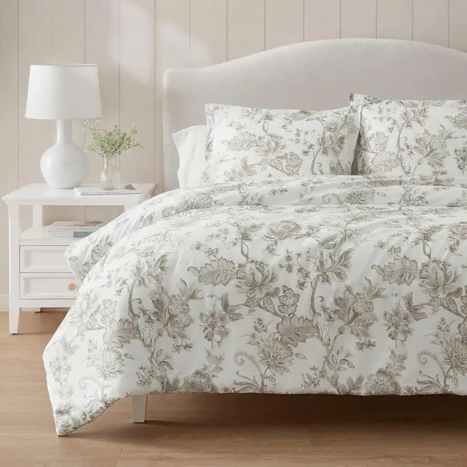 Martha Stewart - King Comforter Set with Shams, Cotton Percale