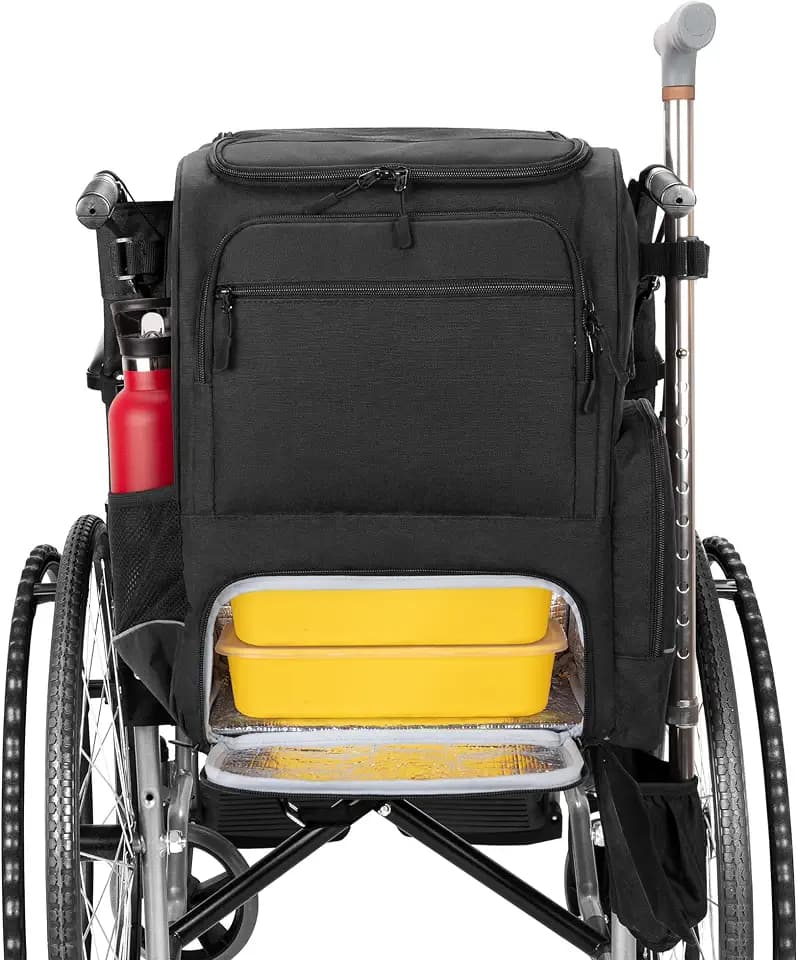 samdew Wheelchair Bag with Thermal Insulation Pockets & Lunch Box, Bag Only