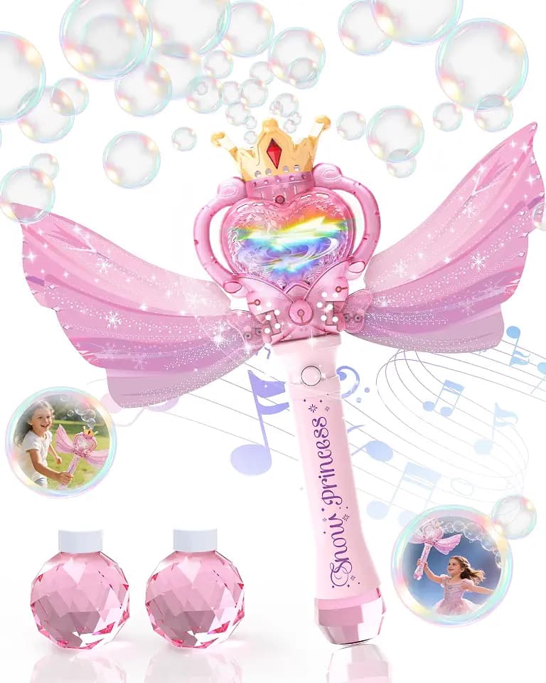 Princess Bubble Wand for Girls with Wings and Music
