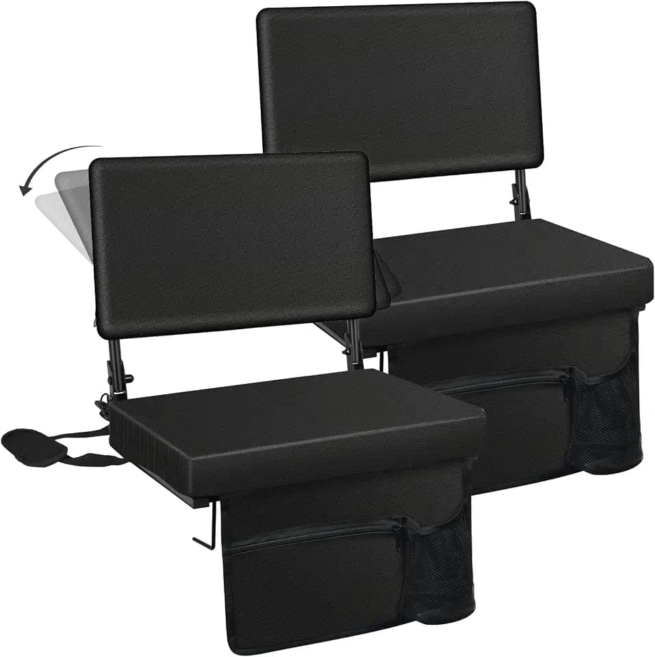 Stadium Seats with Back Support, 2 Pack Bleacher Chairs with Back & Cushion