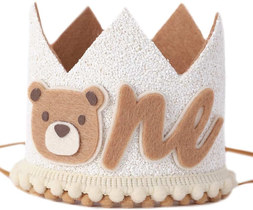 Little Bear Wild One First Birthday Crown Hat, One Happy Camper Baby 1st Birthday Party