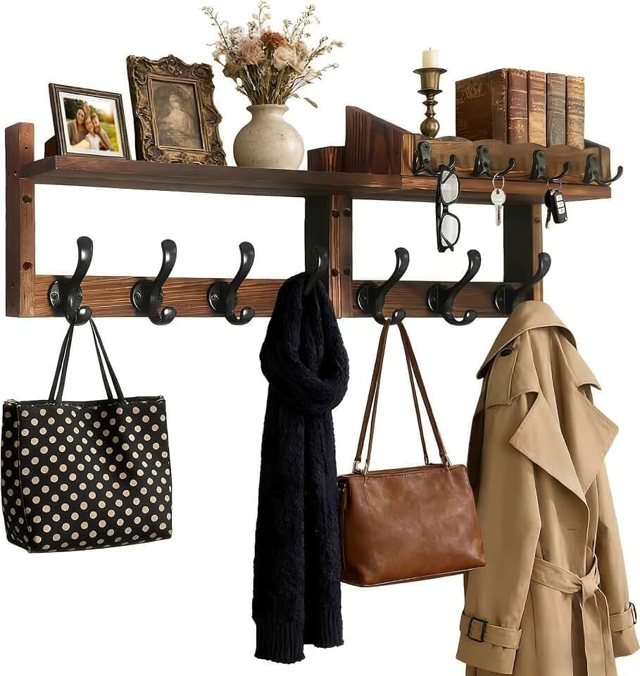 Wandgarderobe Holz mit Ablage (67x22,5x11cm)