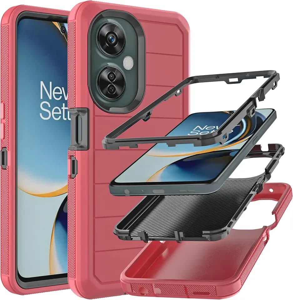 YmhxcY for Nord N30 5G Case with Drop Proof 3-Layer Durable Cover/Shockproof Armor Drop Protection Solid Rubber Case for OnePlus Nord N30 5G-Red/Black New