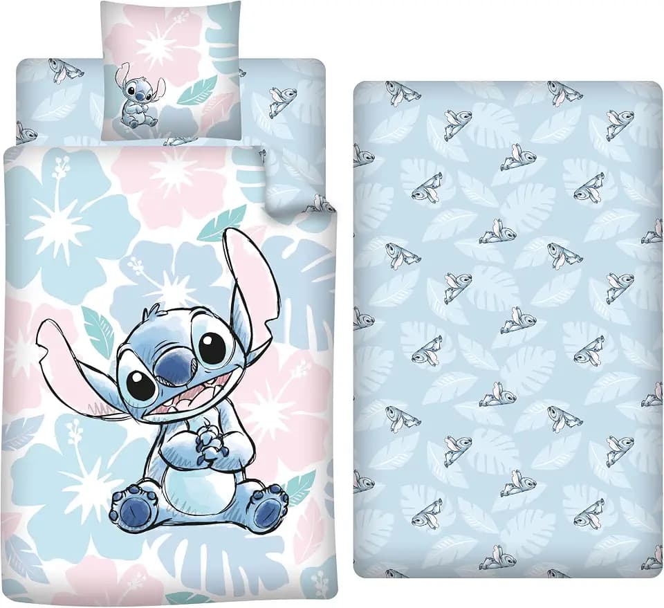 Stitch Bettwäsche 3-teilig 140x200 + Kissenbezug 65x65 + Spannbettlaken