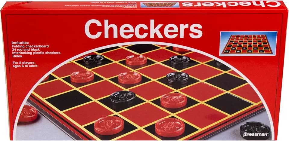 Pressman Checkers -- Classic Game With Folding Board and Interlocking Checkers, 2 Players