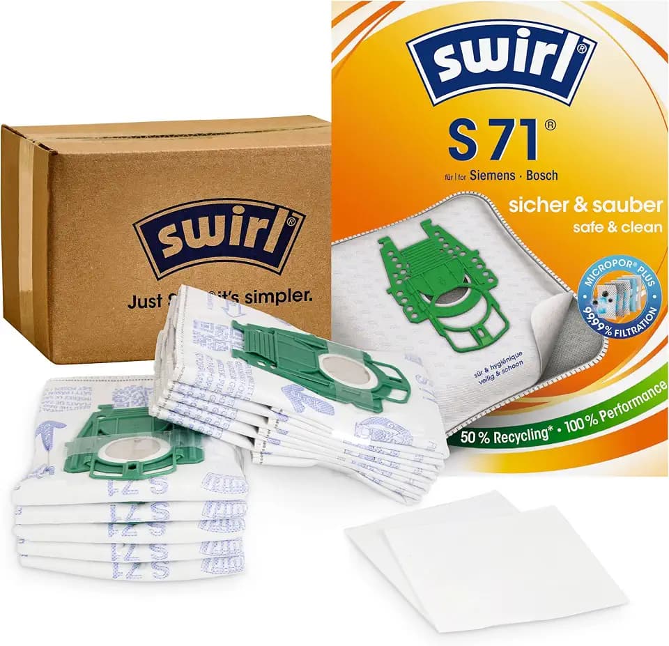 Swirl® S 71 Staubsaugerbeutel für z.B. Siemens/Bosch Typ P, 10 Beutel