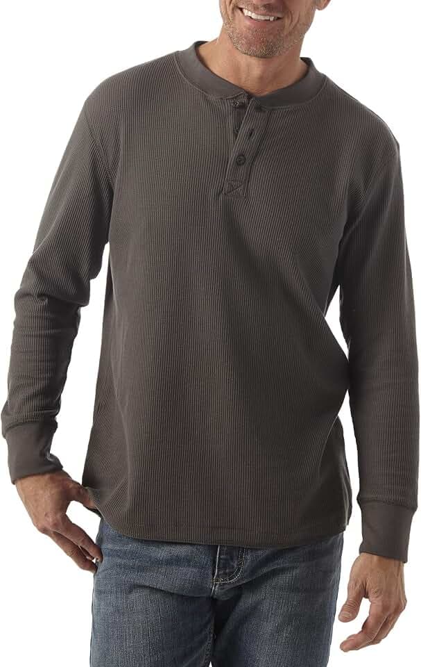 Wrangler Authentics Herren Langärmeliges Henley-Waffelmuster Henley-Hemd (1er Pack)