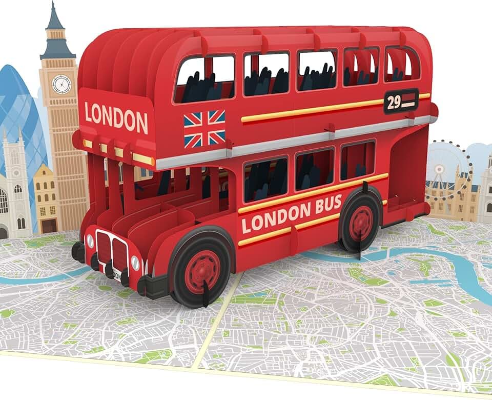 MOKIO® Pop-Up Karte – London Bus – 3D Grußkarte
