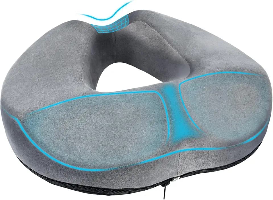 Donut Kissen–Hämorrhoiden Sitzkissen für Steißbein Entlastung, Ergonomisches Memory Foam Kissen, Geeignet für Bürostühle, Autos und Rollstühle