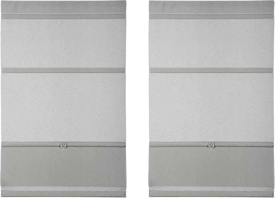GARDINIA EASYFIX Raff-Rollo 2er-Set, Verdunklungsrollo ohne Bohren, Magnetisch, Inkl. Klettband, Raff-Gardine, Blickdicht, Grau, 60 x 140 cm BZW. 70 x 140 cm (BxH)