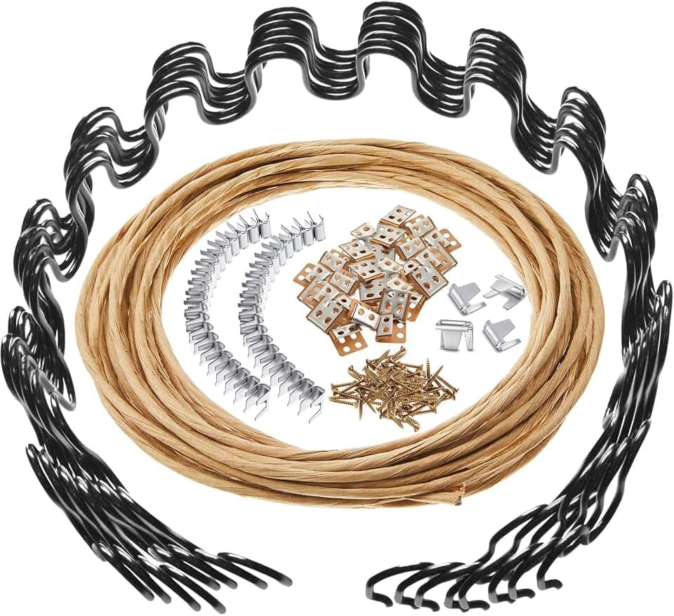 MorningRo 8 Pcs 25" Couch Upholstery Spring Repair Replacement Kit - 8 Heavy-Duty Springs, 16 Spring Clips, 64 Nails, 40ft Steel Stay Wire for Fixing Sagging Cushions in Sofa Recliner Chair