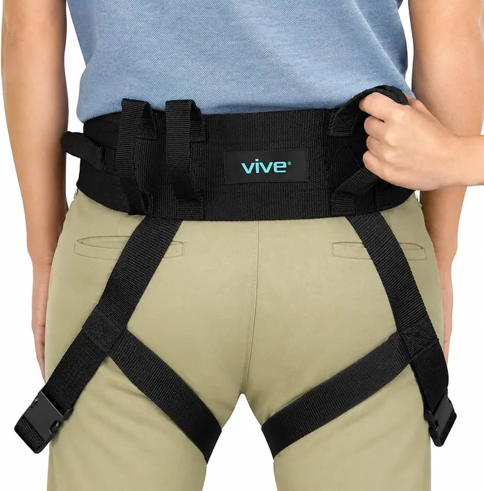 Vive Transfer Belt with Leg Loops - Medical Nursing Safety Gait Assist Device - Bariatrics, Pediatric, Elderly, Occupational and Physical Therapy - Long Strap and Quick Release Metal Buckle - 52 Inch