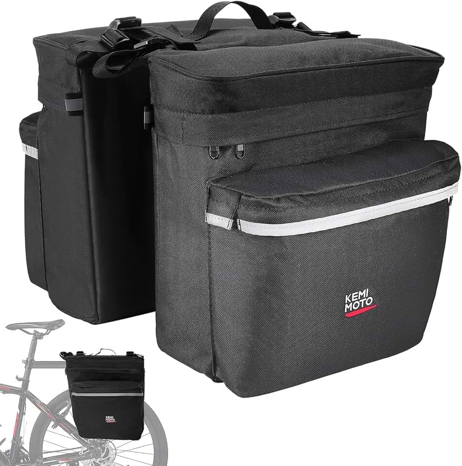 KEMIMOTO Bike Bag Panniers with Rain Cover, 34L Waterproof Rear Rack Bag
