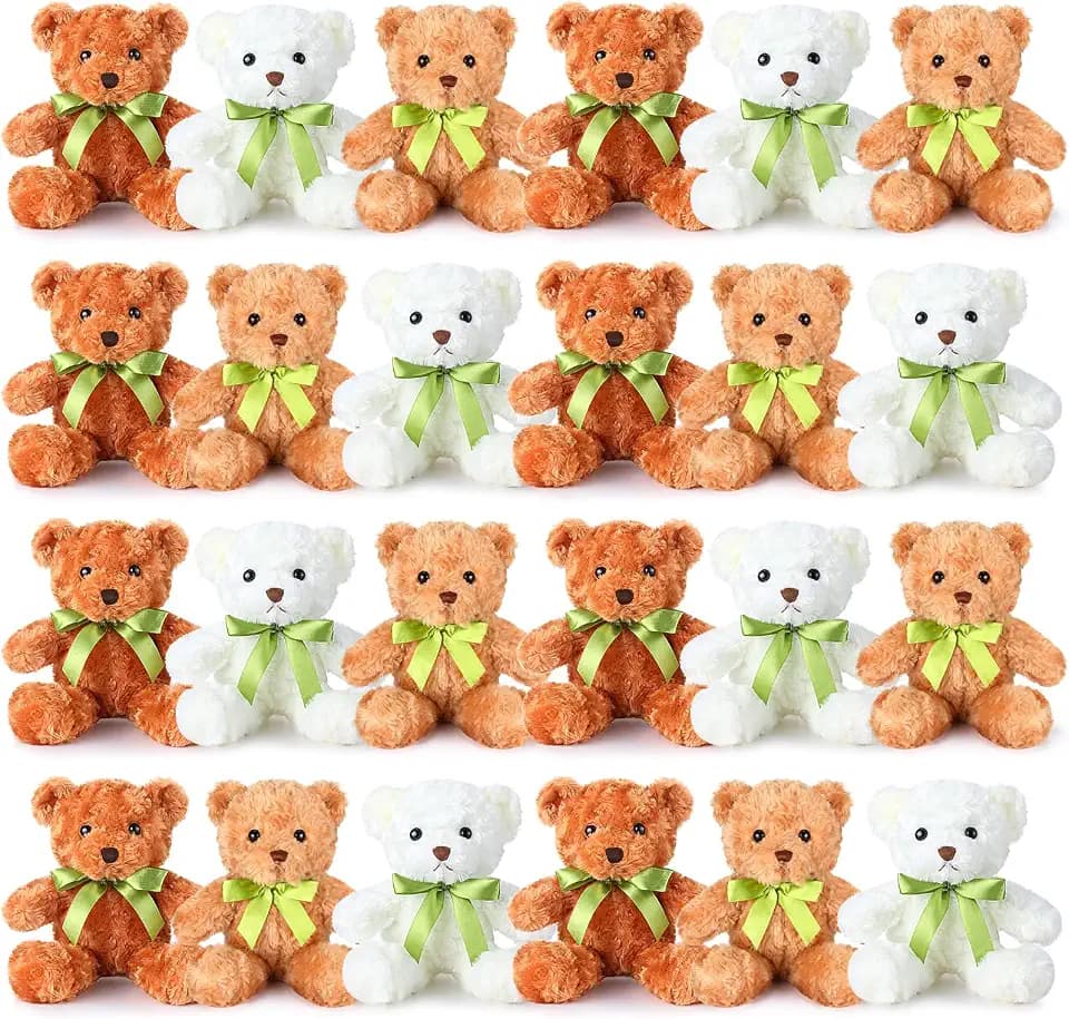 Hungdao 24 Pcs Bulk Stuffed Bears Bulk 10", Dark Brown, Light Brown, White