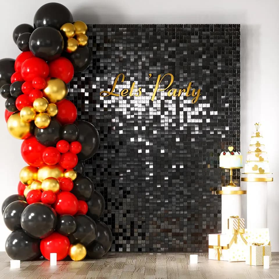 COKAOBE LiteGrid Series Shimmer Wall Backdrop - 24Pcs Black