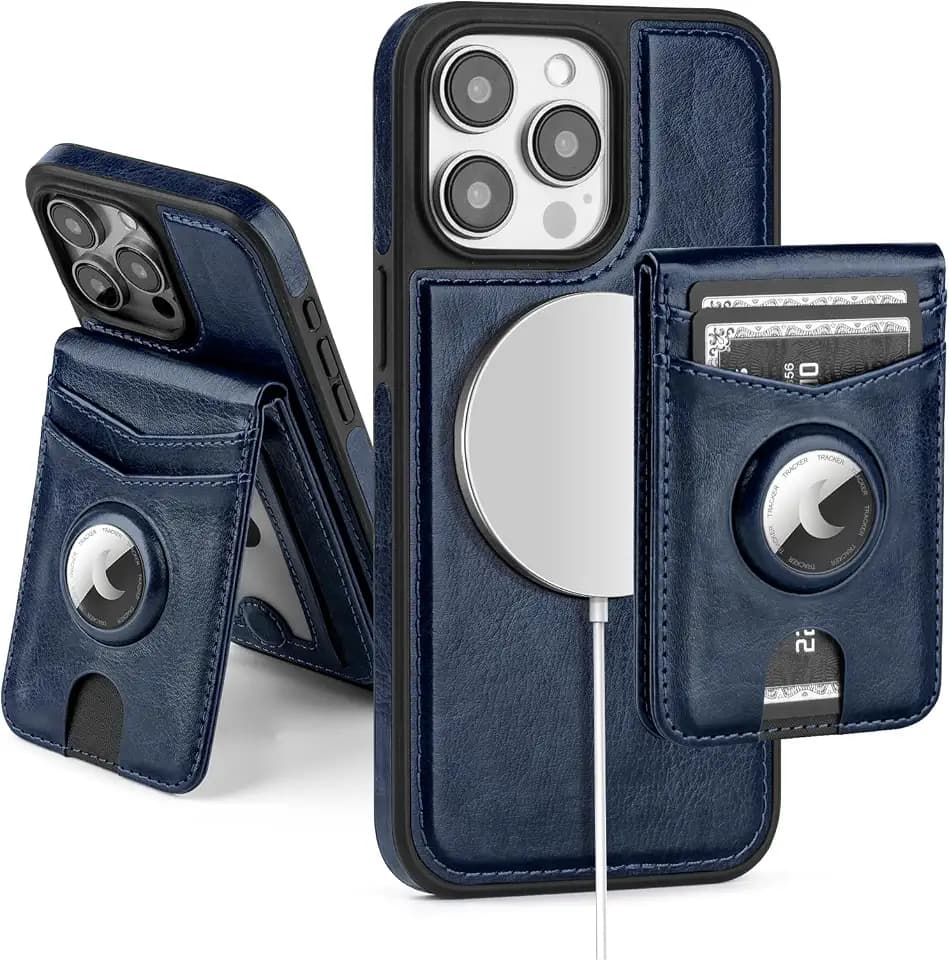 SkyEagle Compatible with MagSafe iPhone 15 Pro Max Wallet Case,Blue