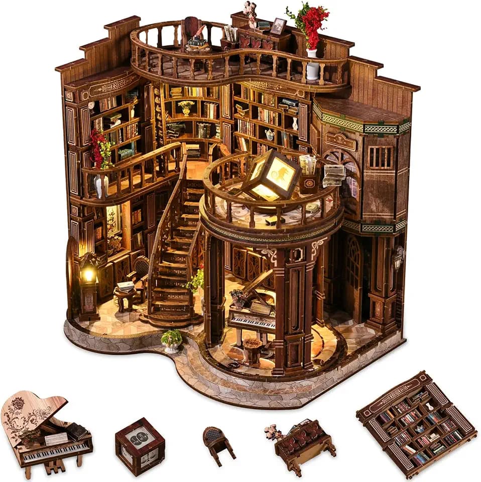 Book Nooks for Adults, DIY Miniature Dollhouse BookNook Kit-Dream Booktore