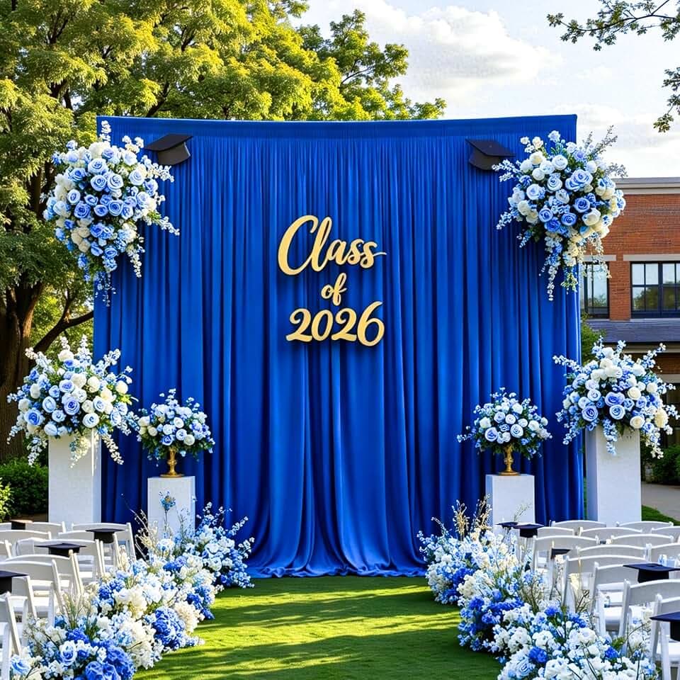 Gallety Royal Blue Backdrop Curtain for Wedding, Photo Backdrop Curtain for Bridal Shower Decorations - 10FT x 10FT Stage Curtains for Graduation Dances,Birthday Party,Holiday Celebration