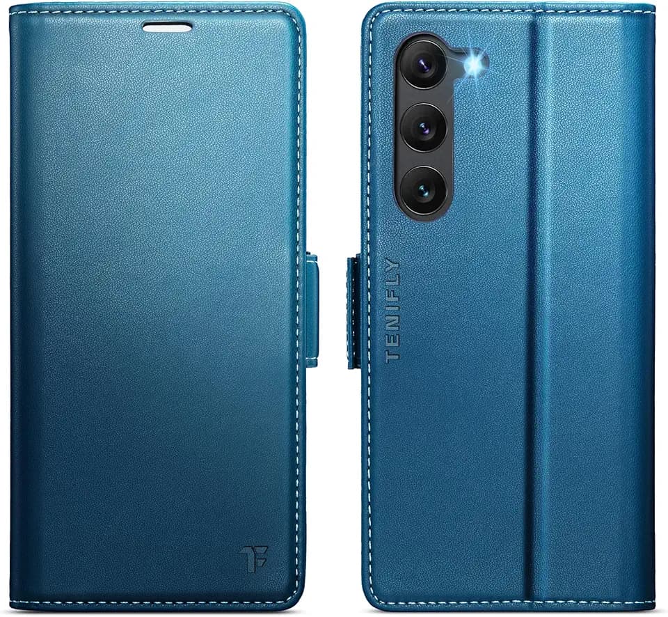 for Samsung Galaxy S23 Case Wallet with Card Holder Blue