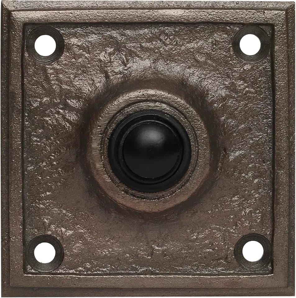 Skandh Iron Doorbell Chime Push Button Antique Copper Powder Coated Vintage Decorative Door Bell with Easy Installation 2.5" X 2.5" Inch