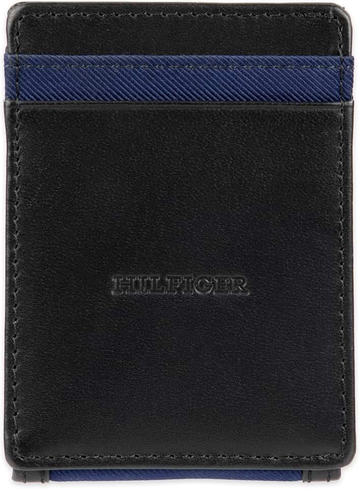 Tommy Hilfiger Men's Tie Fabric Magnetic Front Pocket Wallet
