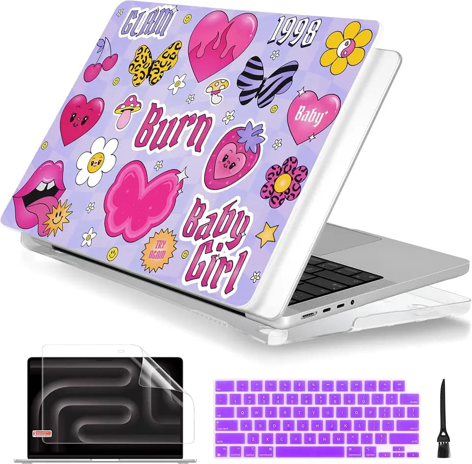 Batianda Cute Case for MacBook Pro 14 Inch 2026-2021, Y2K Pink Collage