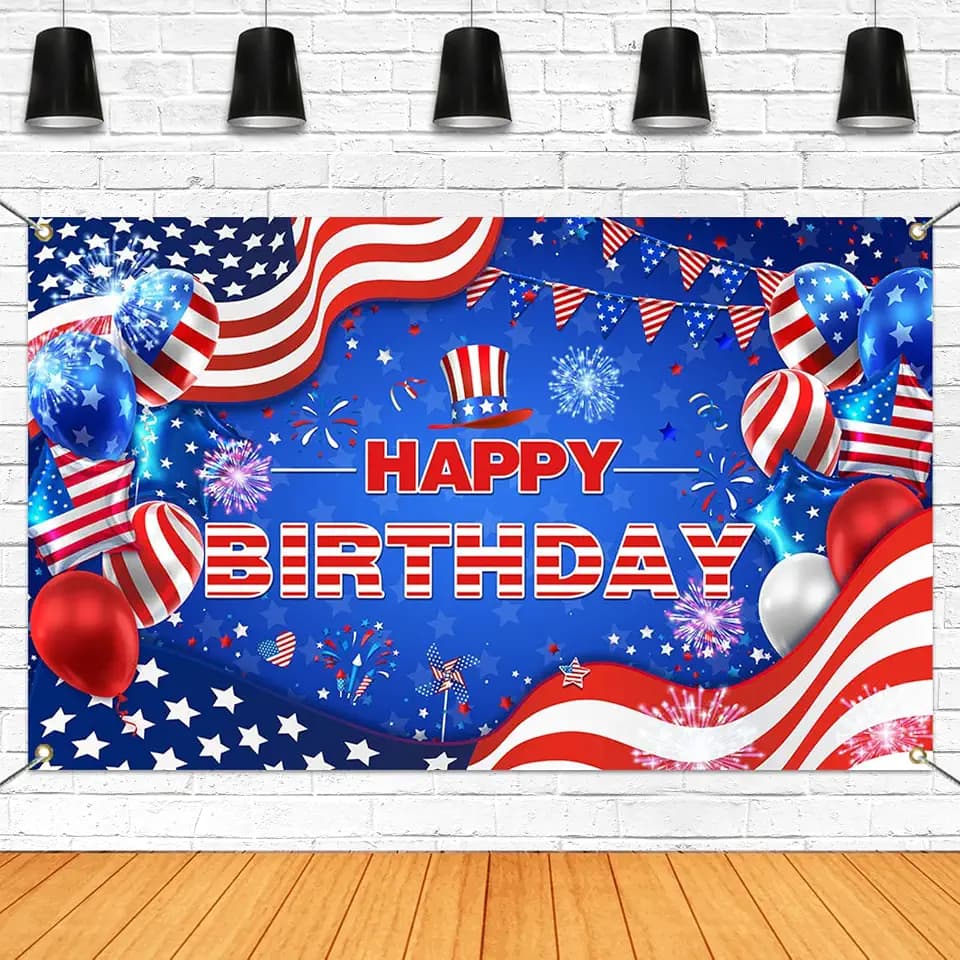 Mocsicka Red White and Blue Birthday Decorations Extra Large 4th of July Banner for Independence Day for Kids Boys Birthday Baby Shower Party Backdrop (Red and Blue, 70.8x43.3 inch)