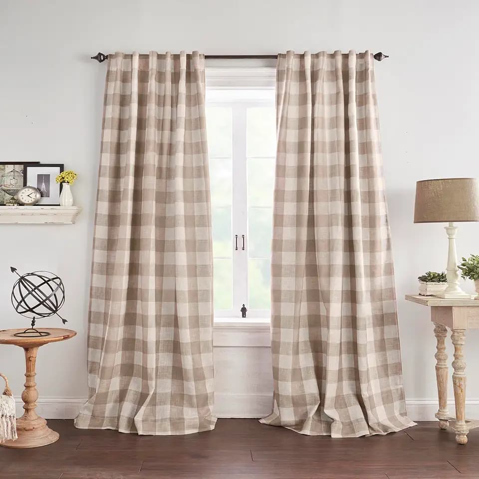 Grainger Rod Pocket Back Tab Window Curtain Panel, Linen - 52" W x 63" L