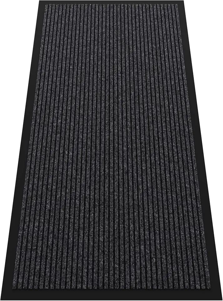 Indoor Outdoor Door Mat, 4' x 2' Doormat for Entryway, Grey