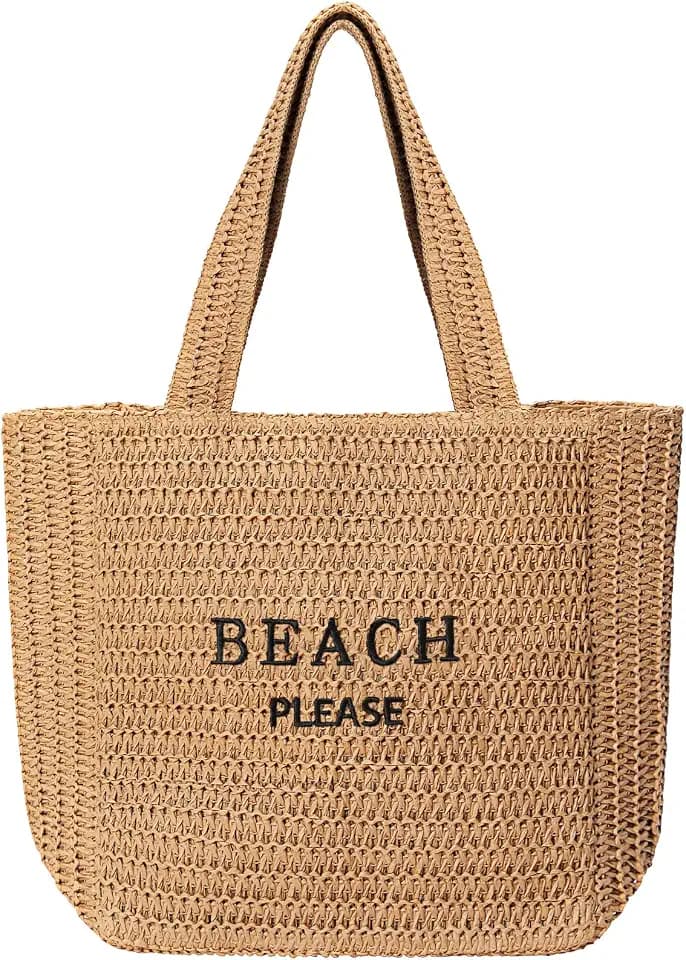 Tavaleu Large Capacity Straw Beach Bags Travel Shoulder Handbags for Women