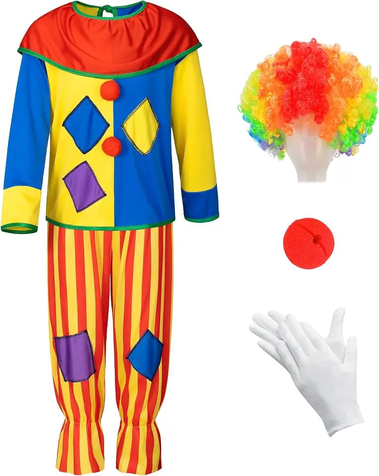 Yoroka 5Pcs Kids Clown Costume Set Boys and Girls Quick Dress up
