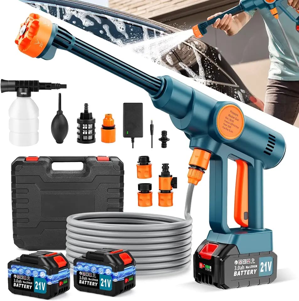 Handheld Car Washer with 6-in-1 Nozzle Battery Charger,Lightweight Washer
