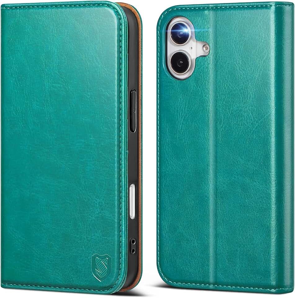 for iPhone 17 Wallet Case with Card Holder,Blue Green