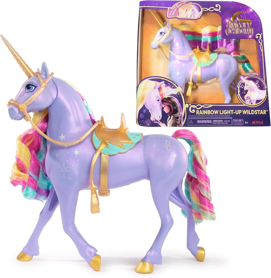 Unicorn Academy, Interactive Rainbow Light-up Wildstar Unicorn Toy with Lights, Sounds & Music, Dolls & Unicorn Toys for Girls Ages 4 and up