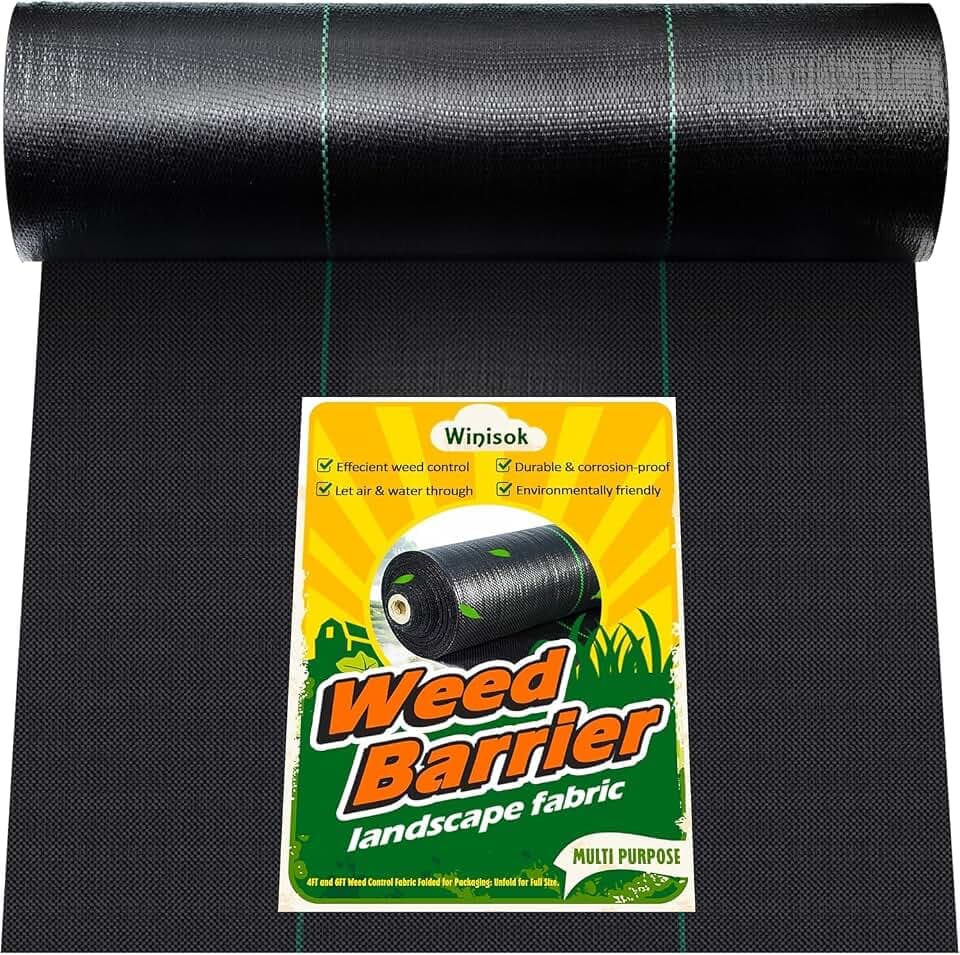 Winisok 3FT x 300FT Weed Barrier Landscape Fabric, 3.2oz Woven Garden Cloth, Heavy Duty Breathable Ground Cover for Landscaping, Gardening and Farming
