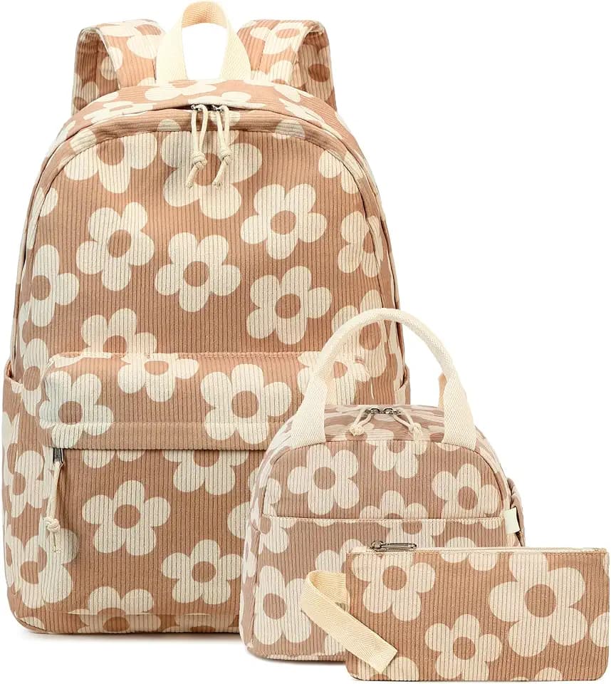 Bluboon School Backpack Set Girls Womens Laptop Bookbag Casual Daypack Fits 15 inch Laptop with Lunch Tote Bag and Pencil Bag