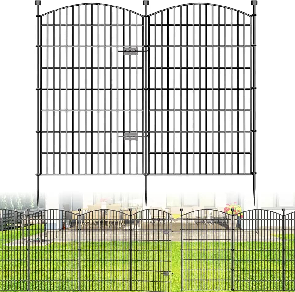 10 Panel No Dig Decorative Garden Fence with Gate 48"H x 22.6'L Dog Barrier