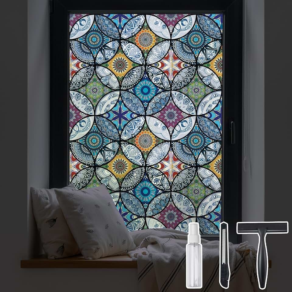 DKTIE Static Cling Decorative Window Film Easy to Install 17.7" x 78.7"