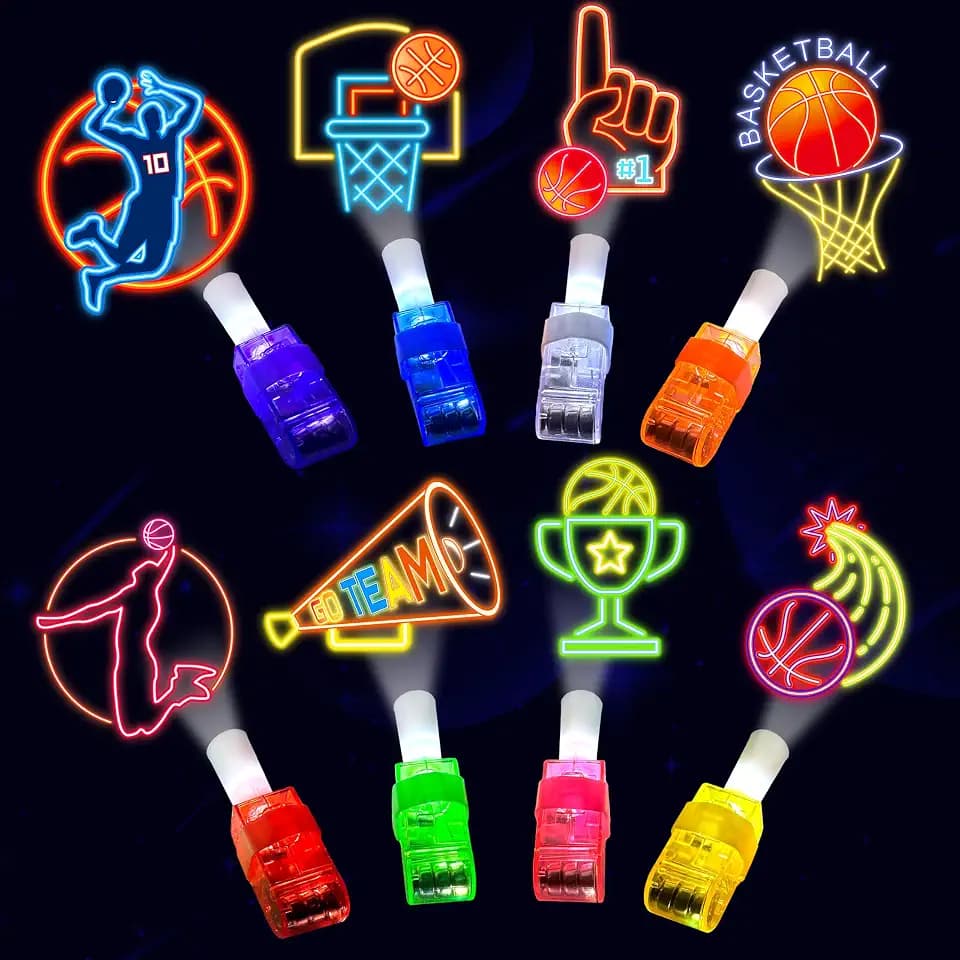 24 Pcs Basketball Party Favors LED Finger Lights Toys for Kids Ages 3-12