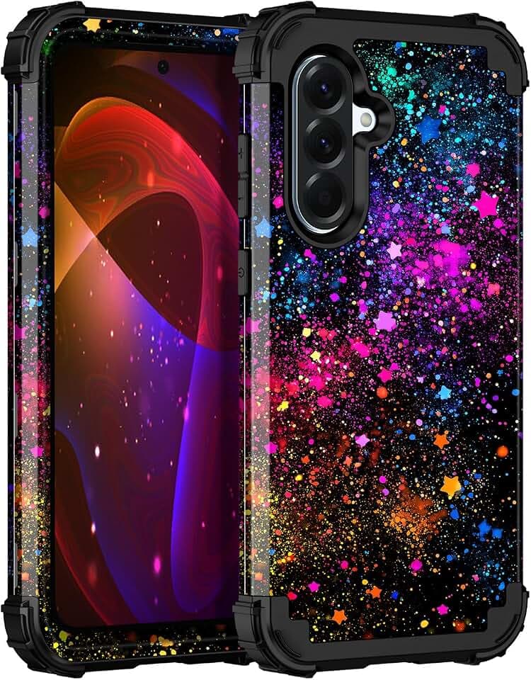 Miqala for Galaxy A36 5G/A56 5G Case,Glow in The Dark Three Layer Heavy Duty Shockproof Full Protection Hard Plastic Bumper+Soft Silicone Protective Case for Samsung Galaxy A36/A56 5G 2025,ColorfulSky