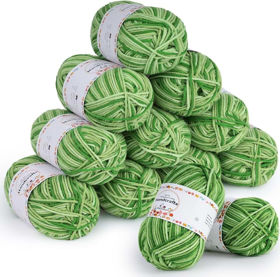 Aeelike 600g Häkelgarn Farbverlauf, 5ply Farbverlaufs Strickwolle,Apfelgrün
