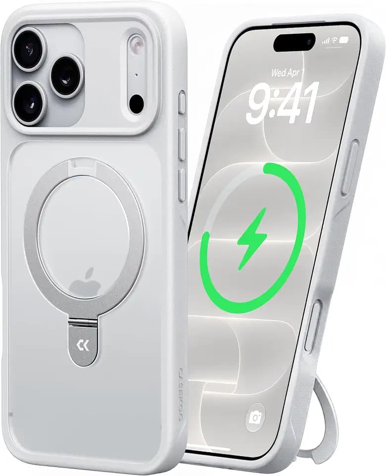 CASEKOO Durable Magnetic Stand for iPhone 18 Pro Case, Matte White