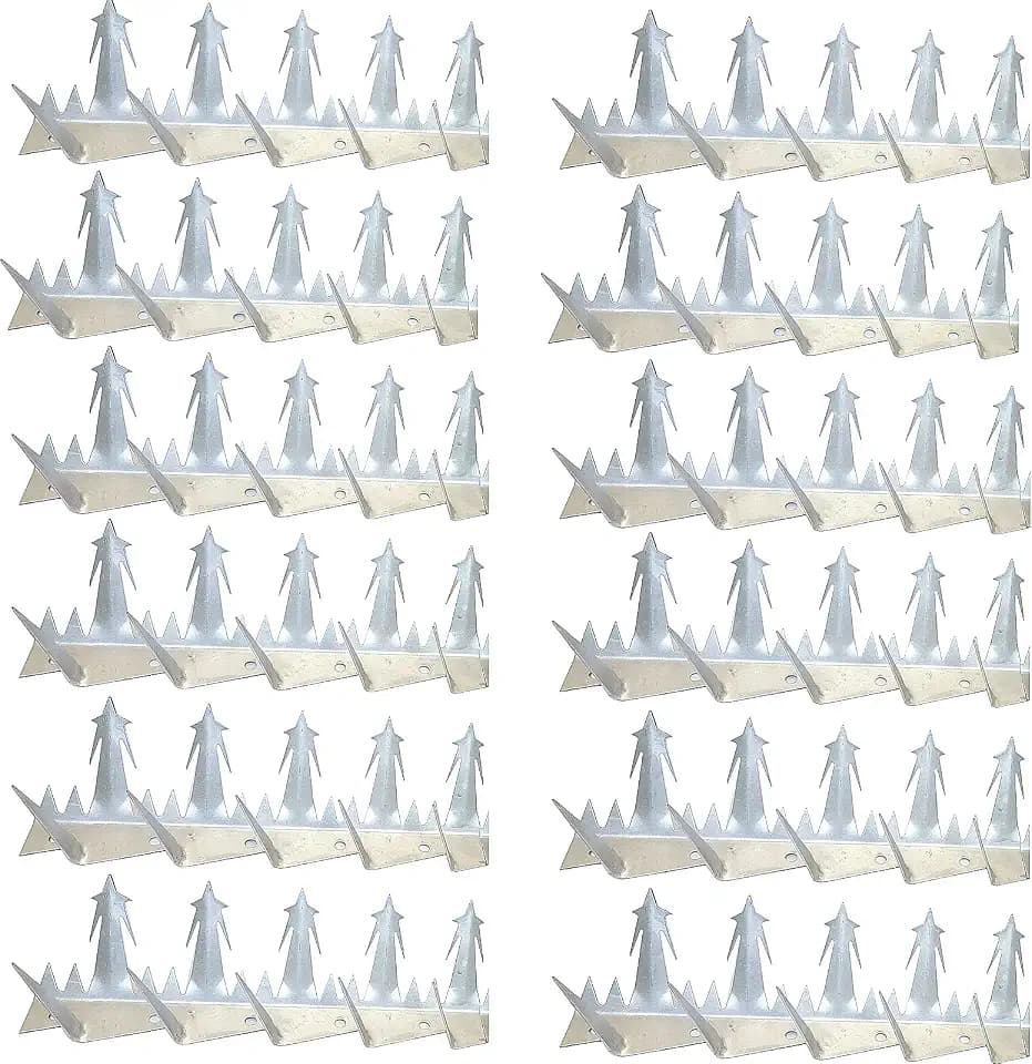 Anti Climb spikes12PCS (Large) Length 188" Exterior Wall Spike Intruder Deterrent Fence Wall Spike Bird Repellent Spikes of Metal Deterrent Animal Thieves Intruder Full Hot Dipped Galvanized