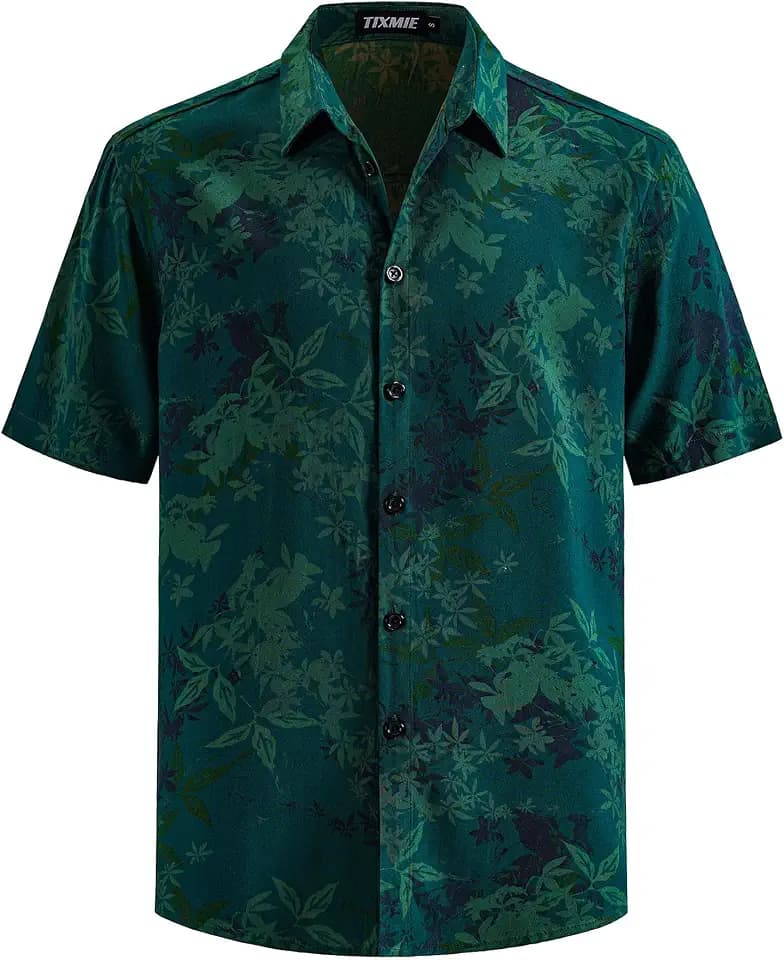 Mens Hawaiian Shirts Casual Short Sleeve Button Down Retro Shirts