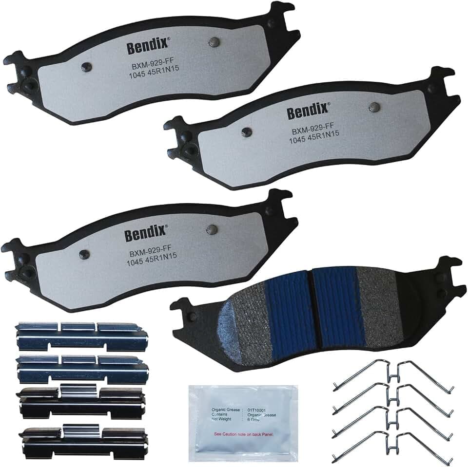 Bendix Fleet Metlok MKD1045FM Semi-Metallic Front Brake Pads for Ford E-150 2007-2004, E-150 Club Wagon 2005-2003, E-150 Econoline 2007, Econoline 2006-2004