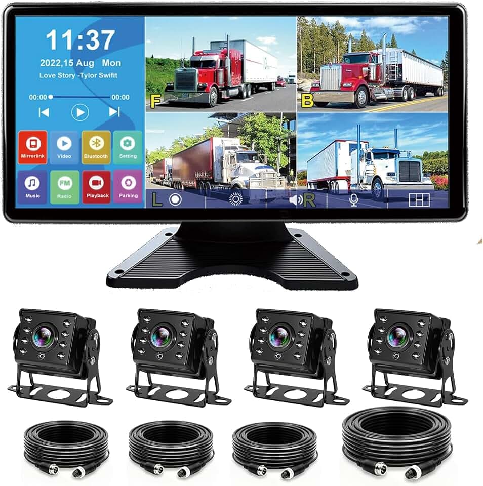 10.36" 4K RV Backup Camera System with 4 1080P Cameras