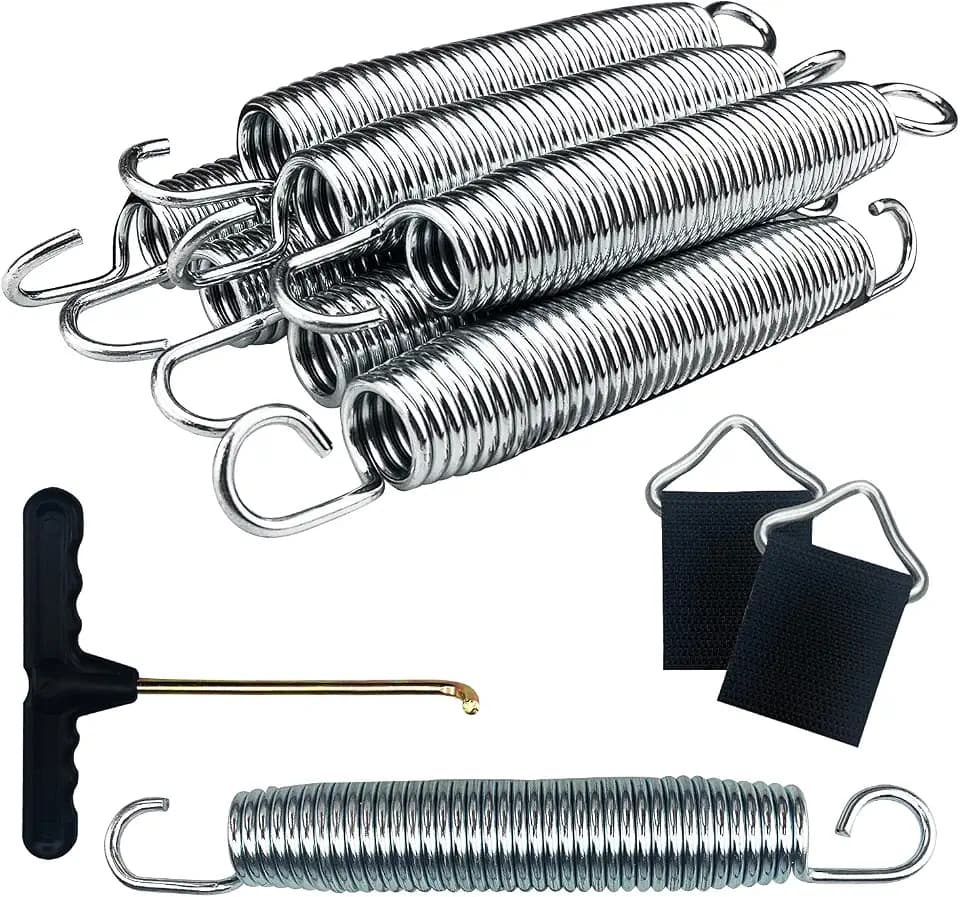 8Pcs Trampolinfedern 178mm (7inch) Fitness Trampolin Spring,Trampolin Springs Ersatz Kit,2Pcs Trampolin Dreieck Schnalle Trampolin Matte Dreieck Ringe Trampolin Zubehör mit einem Federhaken
