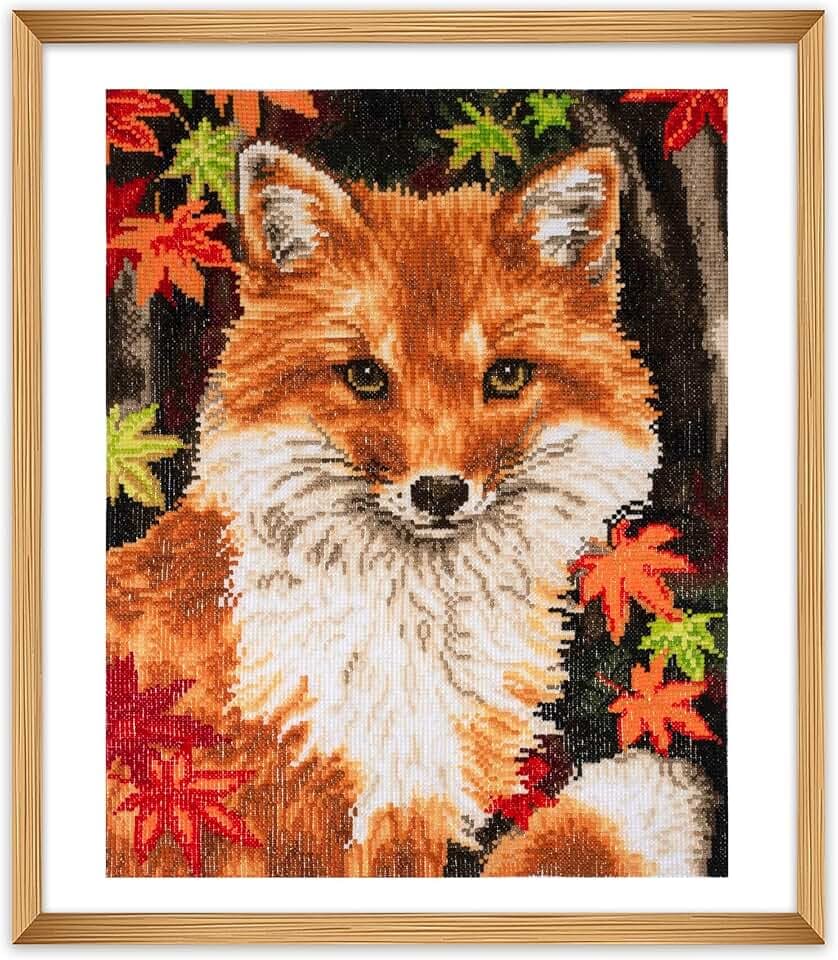 Trimits Große Kreuzstich-Sets - gezählte Stickerei Handarbeit für Erwachsene, Kinder, Weihnachtsgeschenke (Rahmen nicht im Lieferumfang enthalten) 11-fädiges Aida-Gewebe - Fuchs